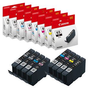 Canon CLI-65BK/C/M/Y/PC/PM/GY/LGY schwarz, cyan, magenta, gelb, Foto cyan, Foto magenta, grau, hellgrau Druckerpatronen, 8er-Set