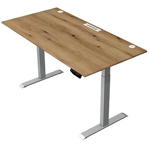 Kerkmann Move 1 plus elektrisch höhenverstellbarer Schreibtisch eiche rechteckig, T-Fuß-Gestell grau 160,0 x 80,0 cm