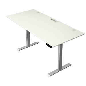 Kerkmann Move 1 plus elektrisch höhenverstellbarer Schreibtisch weiß rechteckig, T-Fuß-Gestell grau 180,0 x 80,0 cm