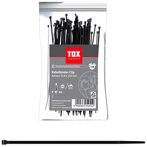TOX Kabelbinder Clip schwarz 250,0 mm x 4,8 mm, 100 St.