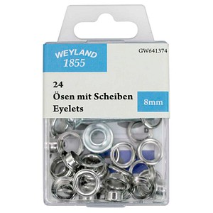 WEYLAND 1855 Ösen mit Scheiben 8,0 mm, 24 St.