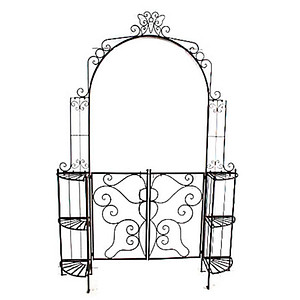 Garden Pleasure Rankbogen mit Tor LAKI Metall schwarz Bogen 156,0 x 29,0 x 233,0 cm, 1 St.