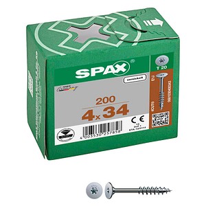 SPAX® Möbelverbindungsschrauben T20 Flachrückwandkopf 0681030400343 4 mm x 34 mm, 200 St.