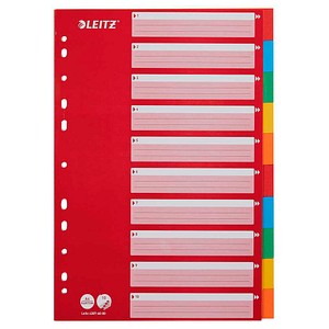 LEITZ Ordnerregister DIN A4 Vollformat blanko rot 10-teilig, 1 Satz