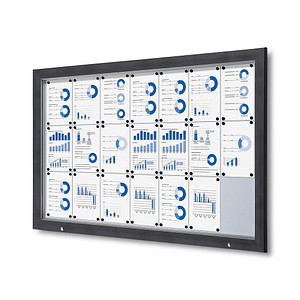 Showdown® Displays Schaukasten Premium grau 21x DIN A4 168,5 x 4,7 x 106,7 cm, 1 St.