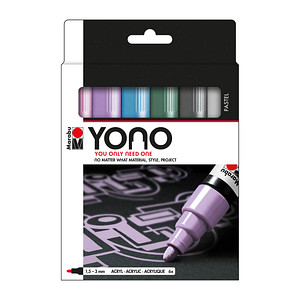Marabu YONO PASTEL Acrylstifte-Set farbsortiert 1,5 - 3,0 mm, 6 St.