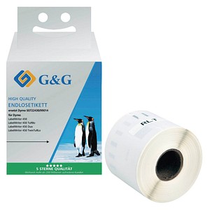 G&G Etikettenrollen für Etikettendrucker ersetzt DYMO 99014/S0722430 weiß, 54,0 x 101,0 mm, 1 x 220 Etiketten