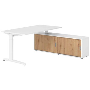 HAMMERBACHER XBE16SB höhenverstellbarer Schreibtisch weiß rechteckig, C-Fuß-Gestell weiß 160,0 x 80,0 cm