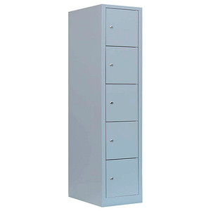LÜLLMANN Schließfachschrank lichtgrau 523910, 5 Schließfächer 41,5 x 50,0 x 190,0 cm