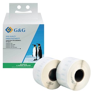 G&G Etikettenrollen für Etikettendrucker ersetzt DYMO 99012/S0722400  weiß, 36,0 x 89,0 mm, 2 x 260 Etiketten