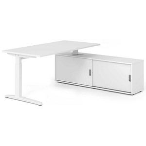 HAMMERBACHER XBE16SB höhenverstellbarer Schreibtisch weiß rechteckig, C-Fuß-Gestell weiß 160,0 x 80,0 cm