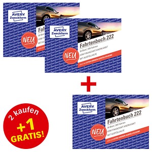 2 + 1 GRATIS: AVERY Zweckform Fahrtenbuch, Pkw mit Kraftstoffverbrauch Formularbücher, 2 St. + GRATIS 1 St.