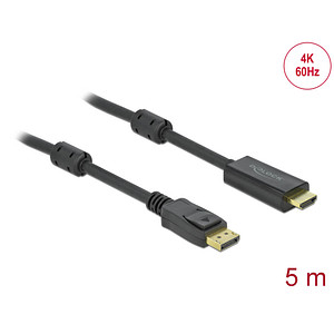 DeLOCK DisplayPort 1.2/High Speed HDMI Kabel 4K 60 Hz 5,0 m schwarz, 1 St.
