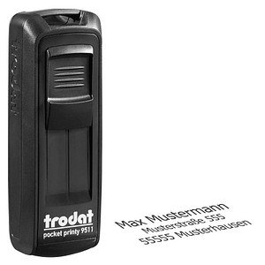 trodat Textstempel, individualisierbar Pocket Printy 9511 selbstfärbend schwarz ohne Logo, 1 St. -  Nachträglich per Gutschein personalisieren