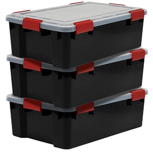 IRIS Ohyama AT-LS BkR/C/D.Red Aufbewahrungsboxen 3x 30,0 l schwarz, transparent, rot 29,0 x 39,0 x 19,1 cm, 3 St.