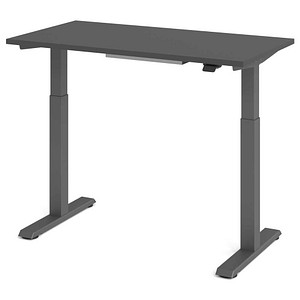 HAMMERBACHER VXMST612 elektrisch höhenverstellbarer Schreibtisch grafit rechteckig, T-Fuß-Gestell grau 120,0 x 67,2 cm