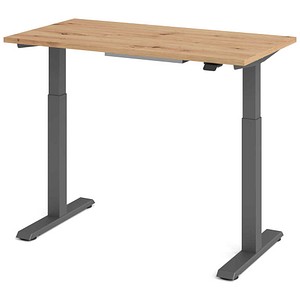 HAMMERBACHER VXMST612 elektrisch höhenverstellbarer Schreibtisch asteiche rechteckig, T-Fuß-Gestell grau 120,0 x 67,2 cm