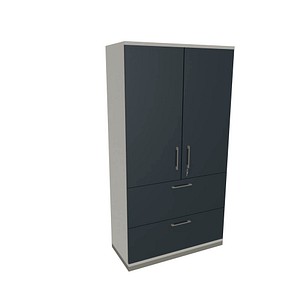 fm Aktenschrank Oldenburg, 4260649684764 weiß, lavagrau 2 Fachböden 100,0 x 44,2 x 186,9 cm