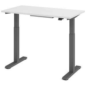 HAMMERBACHER VXMST612 elektrisch höhenverstellbarer Schreibtisch weiß rechteckig, T-Fuß-Gestell grau 120,0 x 67,2 cm