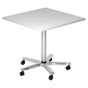 HAMMERBACHER VST88 Stehtisch höhenverstellbar quadratisch Spanplatte lichtgrau 80,0 x 80,0 x 72,0 - 114,0 cm, 1 St.