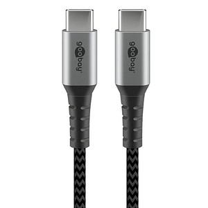 goobay USB C Kabel 1,0 m schwarz, grau