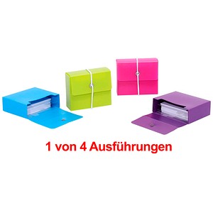 M&M Karteikasten DIN A8 grün, rot, blau, violett mit Deckel