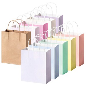 folia Papiertüten PASTELL M je 2x helllila, dunkellila, hellblau, mint, hellgelb, apricot, creme, natur, hellpink, pink 18,0 x 21,0 cm, 20 St.