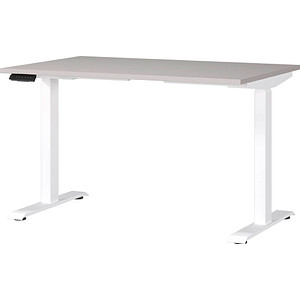 GERMANIA JET höhenverstellbarer Schreibtisch kaschmir rechteckig, T-Fuß-Gestell weiß 120,0 x 80,0 cm