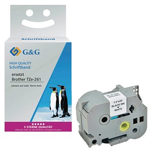 G&G Schriftband ersetzt Brother TZe-261 14975, 36 mm, schwarz auf weiß, 1 St.
