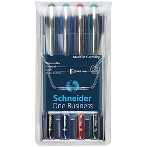 Schneider One Business Tintenroller 0,6 mm, Schreibfarbe: farbsortiert, 4 St.