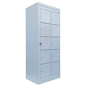 LÜLLMANN Schließfachschrank lichtgrau 526250, 10 Schließfächer 74,0 x 50,0 x 180,0 cm