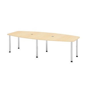 HAMMERBACHER Konferenztisch KT28C ahorn Tonnenform, Rundrohr chrom, 280,0 x 85,0/130,0 x 72,0 - 74,0 cm