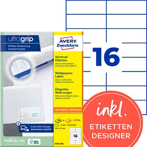 AVERY Zweckform Etiketten 3484-200 weiß 105,0 x 37,0 mm, 220 Blatt