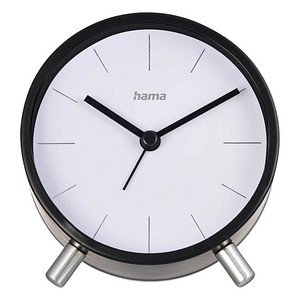 hama Funkwecker Flores weiß schwarz Kunststoff 12,0 cm, Ø 11,0 cm
