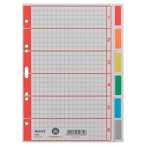 LEITZ Ordnerregister DIN A5 Vollformat 1-6 grau 6-teilig, 1 Satz