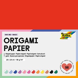 folia Faltblätter Origami Duo Uni Basic mehrfarbig 96 Blatt