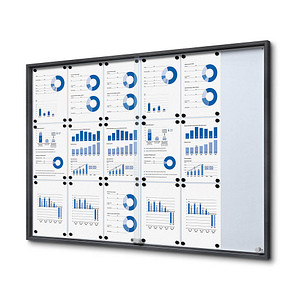 Showdown® Displays Schaukasten SLIM grau 18x DIN A4 134,6 x 5,0 x 94,8 cm, 1 St.