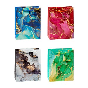 TSI Geschenktüten MARMOR blau, rot, grün, grau 18,0 x 23,0 cm, 12 St.