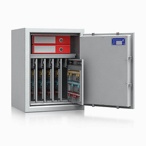 ISS safe4key Schlüsseltresor lichtgrau mit 280 Haken, Doppelbartschloss, 50,0 x 42,0 x 65,0 cm, 1 St.