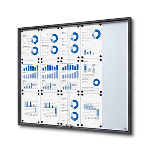 Showdown® Displays Schaukasten SLIM grau 15x DIN A4 112,6 x 5,0 x 94,8 cm, 1 St.