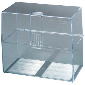 herlitz Karteikasten DIN A6 für 300 Karteikarten transparent mit Deckel
