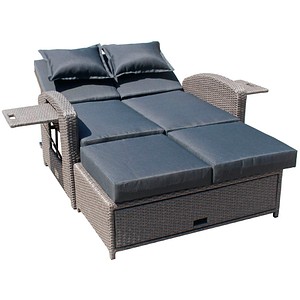 Garden Pleasure Loungesofa Nizza, dunkelgrau Kunststoff, Metall, 7-teilig