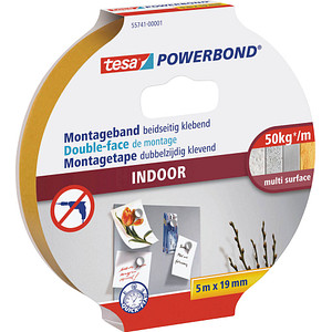 tesa Montageband POWERBOND Indoor 55741 doppelseitiges Klebeband 19,0 mm x 5,0 m, 1 Rolle