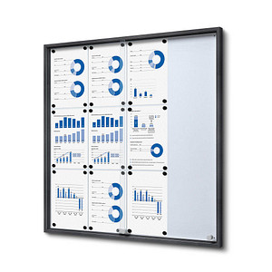 Showdown® Displays Schaukasten SLIM grau 12x DIN A4 90,6 x 5,0 x 94,8 cm, 1 St.