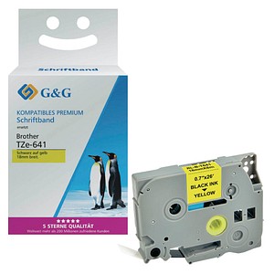 G&G Schriftband ersetzt Brother TZe-641 15560, 18 mm, schwarz auf gelb, 1 St.