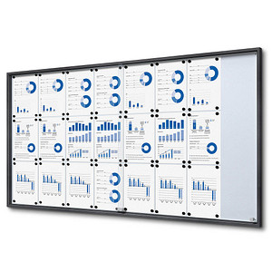 Showdown® Displays Schaukasten SLIM grau 24x DIN A4 178,1 x 5,0 x 94,8 cm, 1 St.