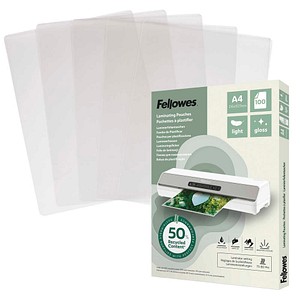 Fellowes Laminierfolien mit 50% recyceltem Anteil glänzend für A4 75-80 micron, 100 St.