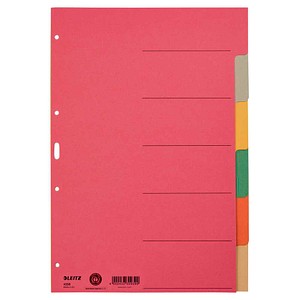 LEITZ Ordnerregister DIN A4 Vollformat blanko farbig 6-teilig, 1 Satz