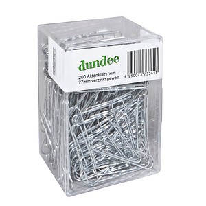 dundee Aktenklammern silber glanzverzinkt, 200 St.