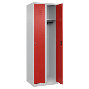 CP Spind Classic Plus lichtgrau, verkehrsrot 080000-20 S10025, 2 Schließfächer 60,0 x 50,0 x 185,0 cm